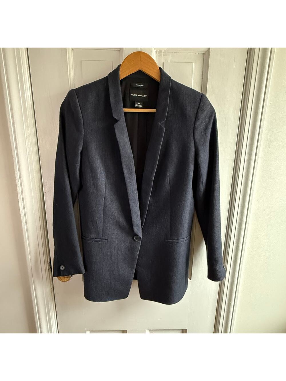 Club Monaco Tailored Italian Wool Blazer - Dark Navy - Size 00 - EUC